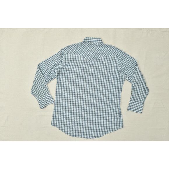 Vintage HOLT Blue Plaid Western Snap Button Down Shirt Mens Size L Long Sleeve - Picture 8 of 8